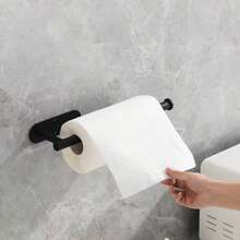 Black Paper Towel Holder, No Punch Wall Mounted Storage Rack - 黑色 - 查看 6