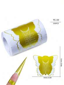 100pcs Reusable Reinforced Nail Stickers, Acrylic Nail Extension Mold, Nail Stickers, Self-Adhesive Paper Nail Mold - Multicolor - View 14