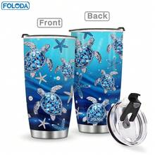 Foloda-Jewelry Sea Turtles Gifts For Women Mom Sea Turtles Lover Girls Sea Turtle Tumbler 20oz  With Lid Jewelry Drawings Stainless Steel Insulated Tumblers Coffee Travel Mug Cup Gift For Birthday Mother's Day Christmas Art Gifts Keep Drink Hot&Cold - Default - View 1