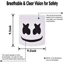 áscara LED para DJ de Halloween,áscara realista de, casco transpirable,áscara duradera para Festival de Carnaval, accesorios para de Halloween, Cosplay 3N2J - Azul - Ver 8