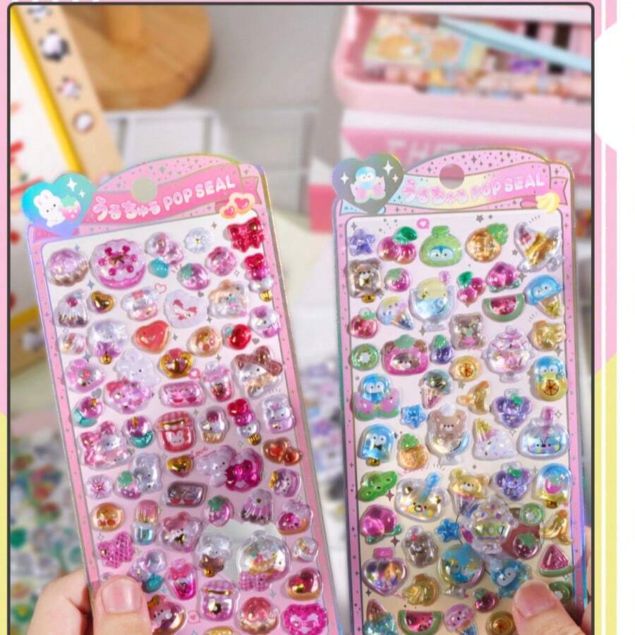 Nhãn dán hoạt hình 3D, Phần thưởng cho học sinh, Quà tặng ngày lễ, Ốp điện thoại DIY mềm mại và dễ thương, Nhãn dán sổ tay, Nhãn dán hạt nổi 3D đáng yêu - Nhiều màu - Xem 1