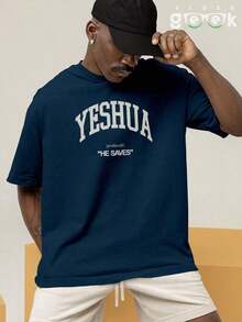 Streetwear T-Shirt Yeshua Jesus Salvation Messiah Gospel Print - 藏蓝色 - 查看 8