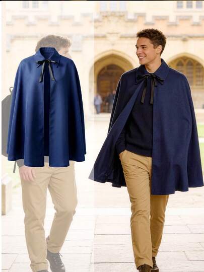 Men's Medieval Victorian Steampunk Gothic Cloak - Elegant Shawl Collar With Tie Closure, Machine Washable, Suitable For Halloween, Renaissance Fairs, Themed Parties - Victorian Style Capelet, Sleeveless Design, Men's Halloween Costume, Grim Reaper Costume, Wizard Costume, Halloween Outfit, Wizard Robe, Vampire Costume, Ghost Costume, Men's Wizard Costume