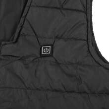 Chaleco calefactable inteligente con cuello en V y calefacción eléctrica (negro): temperatura constante, transpirable y cálido. - Negro - Ver 6