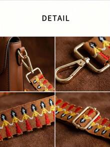 138cm Adjustable Fabric Bag Strap With Embroidery Design Replacement Shoulder Strap For Bags Travel Essentials - Orange - View 5