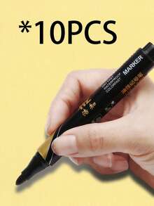 1pc/5pcs/12pcs Black Permanent Marker Pen, Oil-Based, Waterproof, For Fabric, Wood Marking - Black - View 14