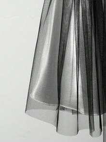 夏季新款女童蕾丝撞色网纱连衣裙，优雅时尚 - 白色 - 查看 8