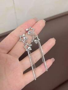 1 Pair Fashionable Delicate Luxury Star Tassel Earrings, Suitable For Teenage Girls Everyday And Holiday Wear - Star - View 5