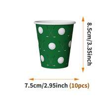 高尔夫主题一次性餐盘、餐巾纸、杯子套装，包含餐盘、餐巾纸和杯子，适合10位客人使用，一次性纸盘，派对餐具，适用于生日、婚礼、聚会、家庭野餐等场合。 - 彩色 - 查看 9