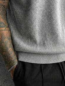 GRDR Men's Solid Color Knitted Vest, Casual & Versatile - Grey - View 6