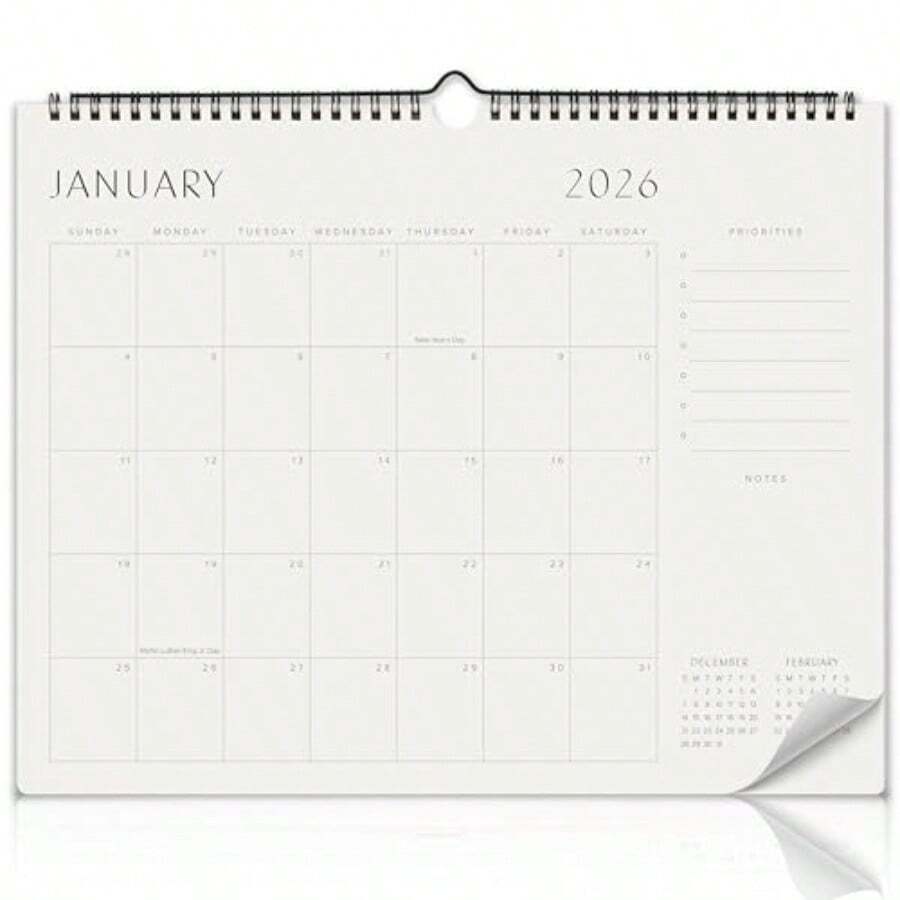 Beautiful 2026 Wall Calendar - Runs Until December 2026 14.5"X11.5" Office Wall Calendar For Easy Organizing - như hình - Xem 1