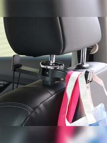 Gancho para reposacabezas de coche 2 en 1 con soporte para teléfono, se adapta a bolsos y carteras, gancho de almacenamiento para reposacabezas universal con bloqueo, rotación de 360° - A - Ver 2