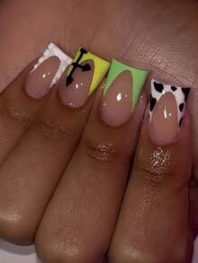 24片中号粉色鸭嘴白色法式美甲贴纸，采用优质亚克力材质，包含1瓶凝胶指甲油和1把指甲锉，适合女士和女孩日常使用及派对场合。 - 彩色 - 查看 3