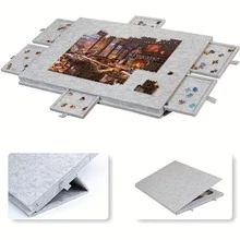 2-In-1 Oversized Puzzle Board Stand & Organizer, 6 Sorting Drawers Felt Mat For 1000+ Piece Puzzles, Portable & Foldable Design - Grey - View 6