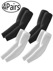 4 Pairs / 1 Pair UV Sun Protection Arm Sleeves With Thumb Hole For Men Women Youth, Cooling Sleeve To Cover Tattoo, Mid-Compression - Multicolor - View 9