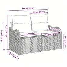 vidaXL 121 X 62 X 69 Cm Poly-Rattan Gartensofas, Schwarz - Schwarz - Übersicht 7