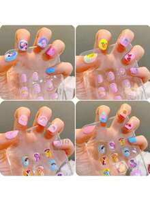 Kit Of 60 False Nails For Kids And Children, 5 Boxes For Wholesale Resale/Contains Solid Glue Tablets - Nhiều màu - Xem 6