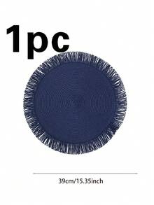 1/2/4pcs Set Natural Woven Placemats, Bohemian Style, Suitable For Kitchen, Dining Table, Indoor/Outdoor Use, Washable, Heat-Resistant, Easy To Wipe, Suitable For Camping, Holidays, Weddings, Parties - Blue - View 10