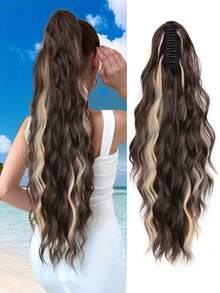 女士合成卷曲波浪夹式马尾假发 - 彩色 - 查看 24