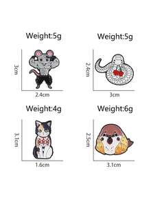 4枚卡通人物珐琅胸针，锌合金材质，创意设计，卡通动漫主题徽章，男女通用，适合动漫展、日常佩戴、礼品 - 彩色 - 查看 3