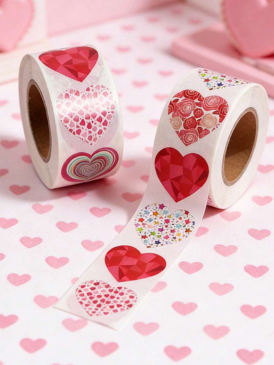 500 pièces/rouleau Autocollants en forme de cœur brillants, étiquettes d'amour pour mariage, fête des mères, anniversaire, Saint-Valentin, emballage de cadeaux d'anniversaire, décoration d'enveloppe, artisanat DIY, scrapbooking, décoration de compte à la main, rentrée scolaire, fête, faveurs - amour - Voir 1