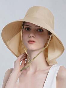 1顶大檐遮阳帽，马尾辫渔夫帽，夏季户外宽檐遮阳帽，夏季度假旅行宽檐遮阳帽，休闲遮阳帽。宽檐设计可全面遮盖面部和颈部，提供防晒保护。非常适合夏季户外活动，如徒步旅行、钓鱼、露营、骑行等。 - 彩色 - 查看 12