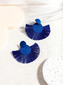 1 Pair Handmade Tassel Dangle Earrings, Bohemian Style Earrings - Patchwork Tassel Earrings - View 11