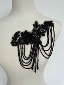 1件优雅水晶玻璃水钻贴花亮片缝制婚纱流苏DIY服装派对礼服配饰 - ZL20黑色 - 查看 6