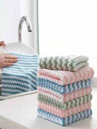 5pcs Ultra Soft & Absorbent Microfiber Dish Cloths - Machine Washable Towels For Kitchen, Bathroom, Car And Window Cleaning
