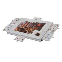 2-In-1 Oversized Puzzle Board Stand & Organizer, 6 Sorting Drawers Felt Mat For 1000+ Piece Puzzles, Portable & Foldable Design - Grey - View 9