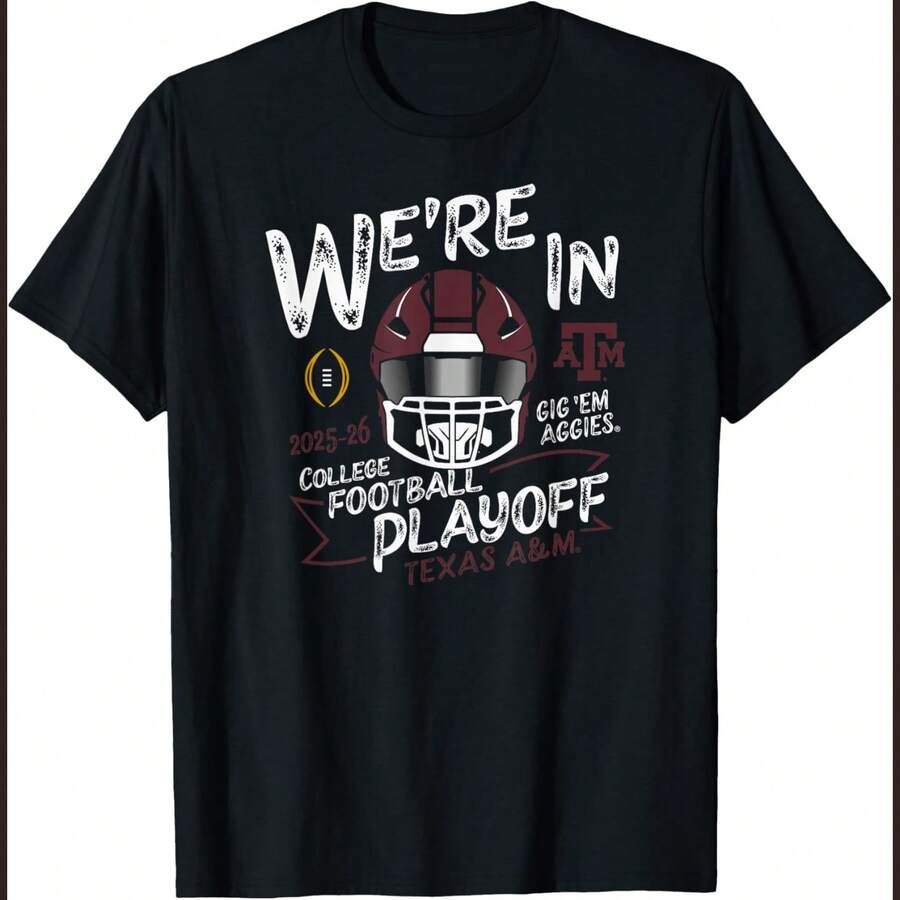 Texas A&M Aggies CFP College Football Playoff 2025-26 Black T-Shirt - 黑色 - 查看 1