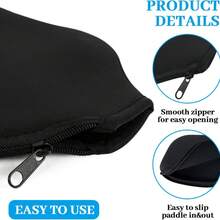 4 piezas Fundas protectoras negras para raquetas de pickleball, mangas protectoras con cierre de cremallera que se ajustan a la mayoría de raquetas de pickleball - Negro - Ver 2