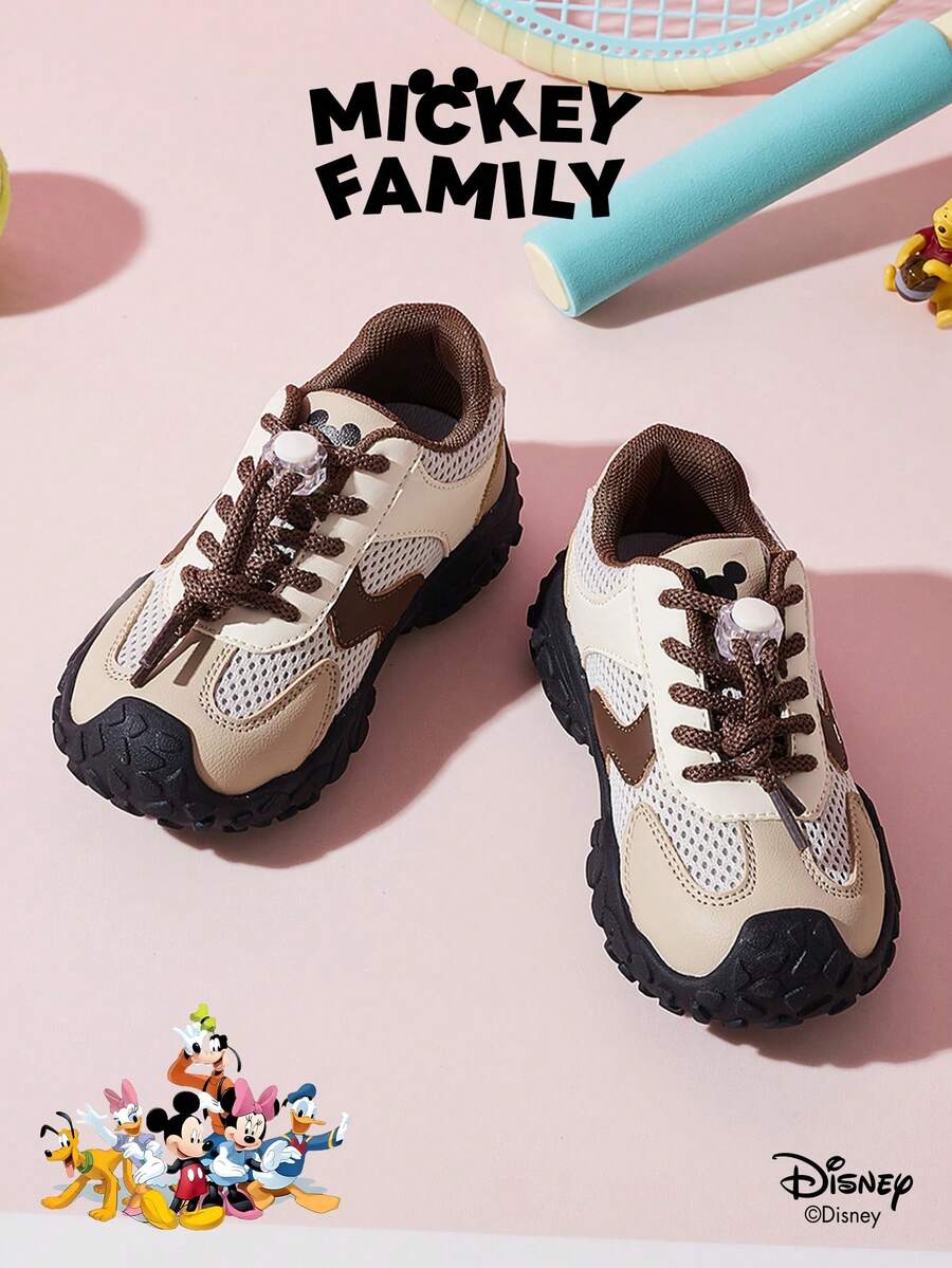 Disney 1 Pair  Collaboration Children's Sneakers, Suitable For Daily Wear, Festivals, Sports, Outdoor Activities, Comfortable, Non-Slip, Breathable (Boys' Sneakers, Boys' Skate Shoes, Children's Sneakers, Girls' Sneakers, Girls' Skate Shoes) - Khaki - View 1