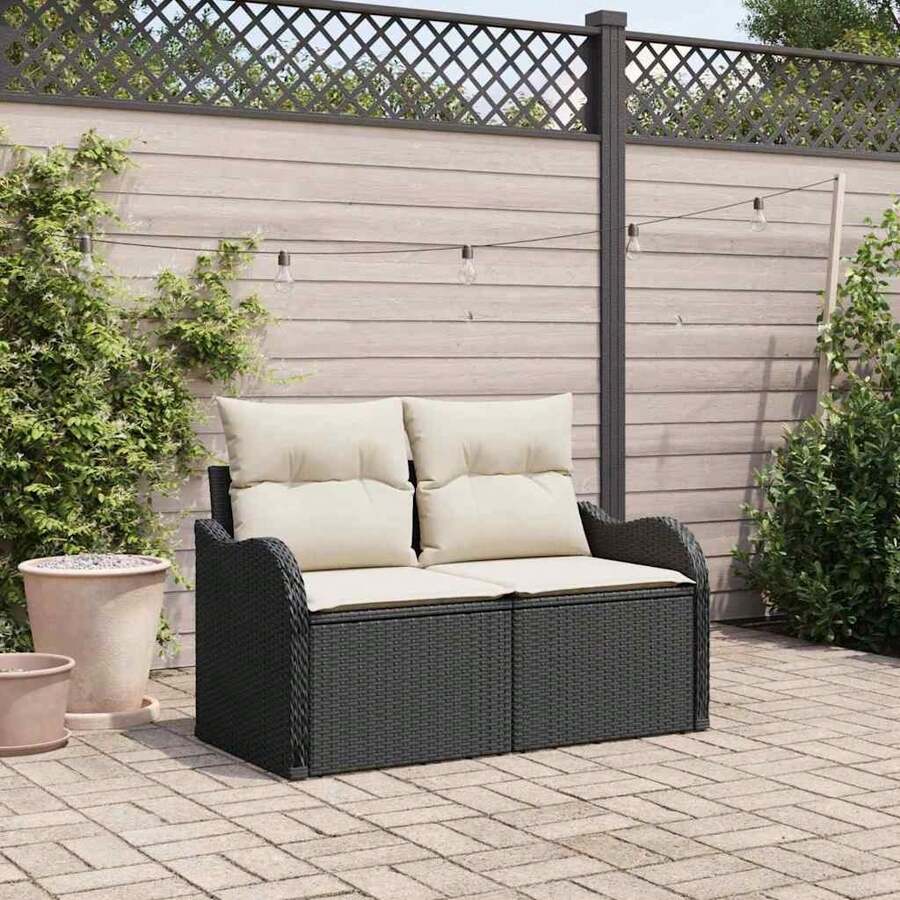 vidaXL 121 X 62 X 69 Cm Poly-Rattan Gartensofas, Schwarz - Schwarz - Übersicht 1