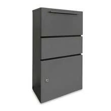 Steel Parcel Mailbox Drop-In Flap 4 Keys Freestanding 82 X 44 X 22 Cm Dark Grey - Dark Grey - View 2