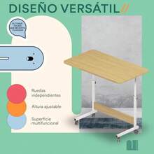 mesa de restauranteMUBSON Mesa Portatil con Altura Ajustable y Ruedas con 80x40 cm y Altura de 88 cm para Laptop Azper. Desayunador para Cama o Sillon. Overbed Table Cafe - 80x40 centímetros - Ver 6