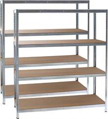 WilTec Juego de 2 estantes de carga pesada, zincados 160 x 60 x 180 cm, 4 estantes, 175 kg/nivel - Galvanizado - Ver 10