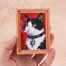 Adorable Cat Fridge Magnets - Cute Black And White Cat Design With Pink Decorations, Sturdy Bamboo Material, Perfect Home And Office Decoration, Holiday Gifts And Kitchen Accessories, Cat Accessories - 龐克貓 - 查看 13