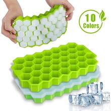 Molde de silicona para cubitos de hielo en forma de panal de 37 cavidades con tapa, molde para hacer hielo, bandejas de cubitos de hielo apilables y creativas, molde de cubitos de hielo de fácil extracción, temporada de regreso a clases - Multicolor - Ver 2