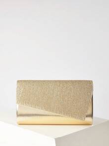 Glitter, Shiny, Luxury, Glamorous, Elegant, Exquisite Large Women Clutch Purse Evening Bag Prom Handbag With Detachable Chain For Wedding For Girls, Women, College Students, Rookies & White-Collar Workers For Party, Prom, Wedding - Gold - View 2