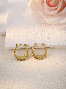 10 pares de juego de pendientes de varios estilos y tamaños para mujeres. Pendientes redondos retorcidos con sensación de lujo premium, resistentes a la decoloración y al agua, de acero inoxidable con forma de C para chicas, estilo europeo y americano INS. - Dorado - Ver 12