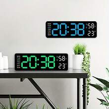 1pc Minimalist Large Screen LED Wall Mounted/Freestanding Multi-Function Silent Living Room Clock Displaying Time, Date, Temperature, Humidity With Large Font - Multicolor - View 4