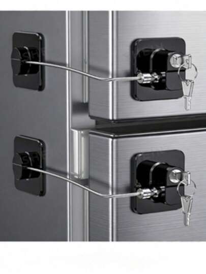 1pc Minimalist Black&White Refrigerator Safety Lock Plastic Material No Drill No Tools Installation Anti-Pinch For Kids Kitchen Fridge/Cabinet Drawer/Air Fryer/Window Closet Multi-Functional Home Safety Lock