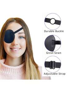 2 Pcs Single Eye Patch For Adults Kids, Adjustable Patch For Amblyopia, Light-Blocking For Lazy Eyes, Medical Pirate Costume (Black),41159921 - Multicolor - View 2