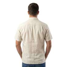 Men's Linen Dress Shirt, Summer Style, Premium Fabric, Comfortable, Lightweight, On - Off White - View 3