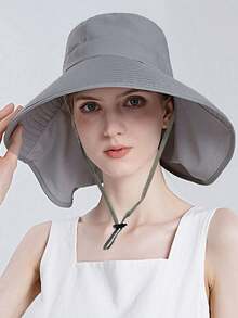 1顶大檐遮阳帽，马尾辫渔夫帽，夏季户外宽檐遮阳帽，夏季度假旅行宽檐遮阳帽，休闲遮阳帽。宽檐设计可全面遮盖面部和颈部，提供防晒保护。非常适合夏季户外活动，如徒步旅行、钓鱼、露营、骑行等。 - 彩色 - 查看 5