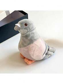 Soft & Cute Plush Doll - Realistic Gray Stuffed Animal, Lifelike Pigeon Appearance With Pink Feet And Beak, Ideal Gift For Kids, Lively & Adorable Bird Design, Fun Bird Doll | Realistic Animal Figurine | Durable Plush Doll, Themed Gift, Surprise Present Boys And Girls Will Love, Party Favor - Multicolor - View 3