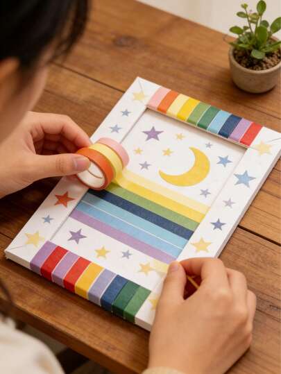 10卷马卡龙和纸胶带套装，彩虹色美纹纸胶带套装，宽幅彩色装饰胶带，适用于DIY艺术工艺品、剪贴簿、日记本、笔记本、计划本等文具用品，返校季必备