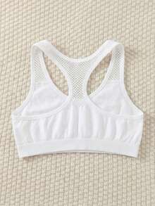 4pcs Girls' Minimalist Solid Color Knit Fashion Sports Camisole Casual Set, Seamless Comfortable Breathable Hollow Shoulder Strap Design, Suitable For Running And General Workout Sports Bra - Multicolor - View 4