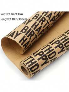 1 Roll Happy Birthday Gift Wrapping Paper - Vintage Striped Kraft Paper With Gold Glitter Accents, High-Quality DIY Party Decor For Weddings, Birthdays, Graduations, Thanksgiving, Birthday Parties, Holiday Gift Wrapping, Elegant Presentation, Craft Supplies For Holidays - Multicolor - View 8